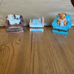 🐻 Vintage Teddy Bear Trinket Box Set – Adorable Furniture Theme